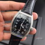 Perfect Replica Franck Muller Watch Geneve Diamond Case Black Dial 40mm